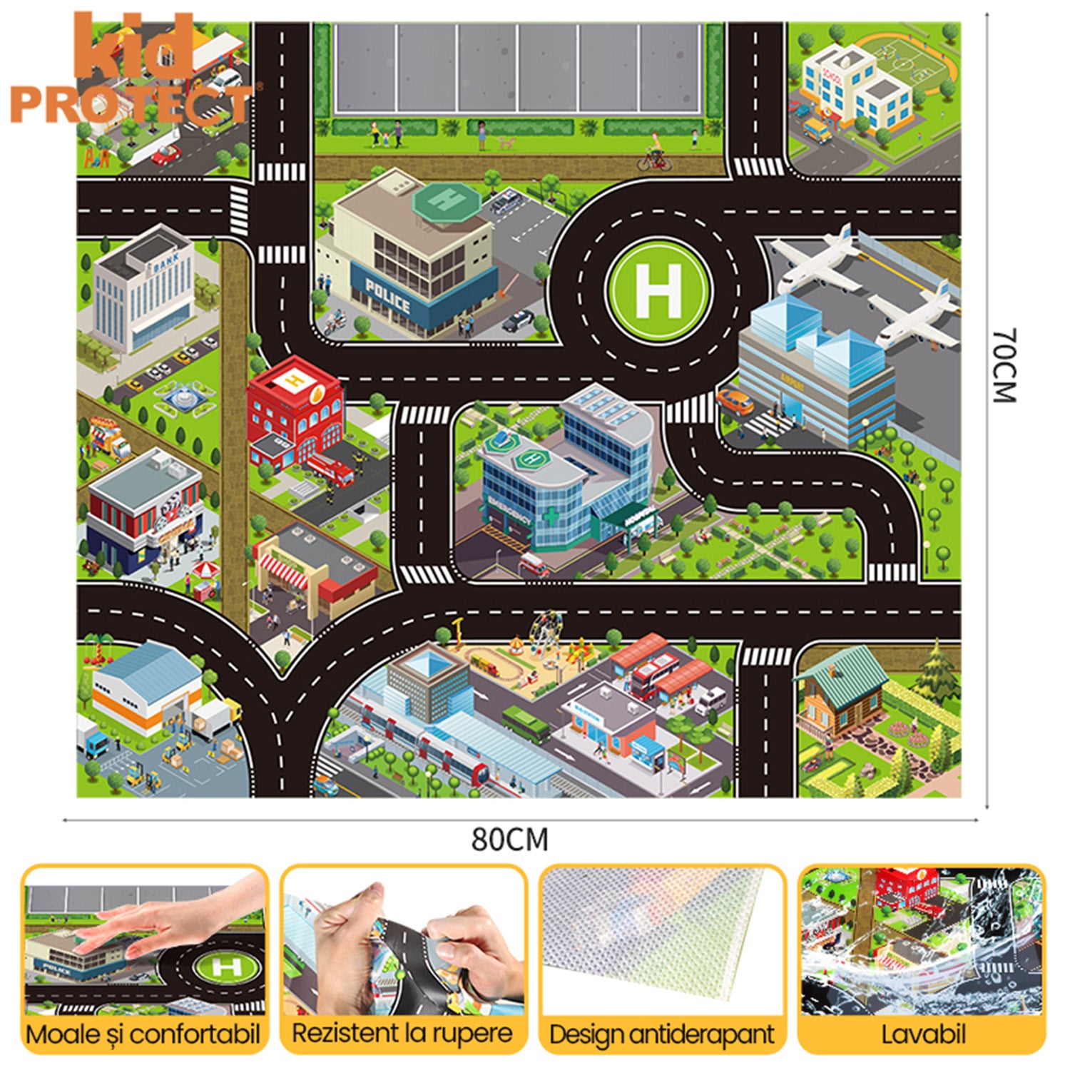 Set 26 Masinute Pentru Copii, KidProtect City Map Cars Set 26 Masinute Pentru Copii, KidProtect City Map Cars